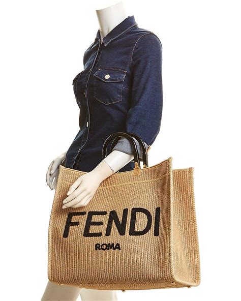 fendi sunshine straw tote|fendi sunshine shopper tote.